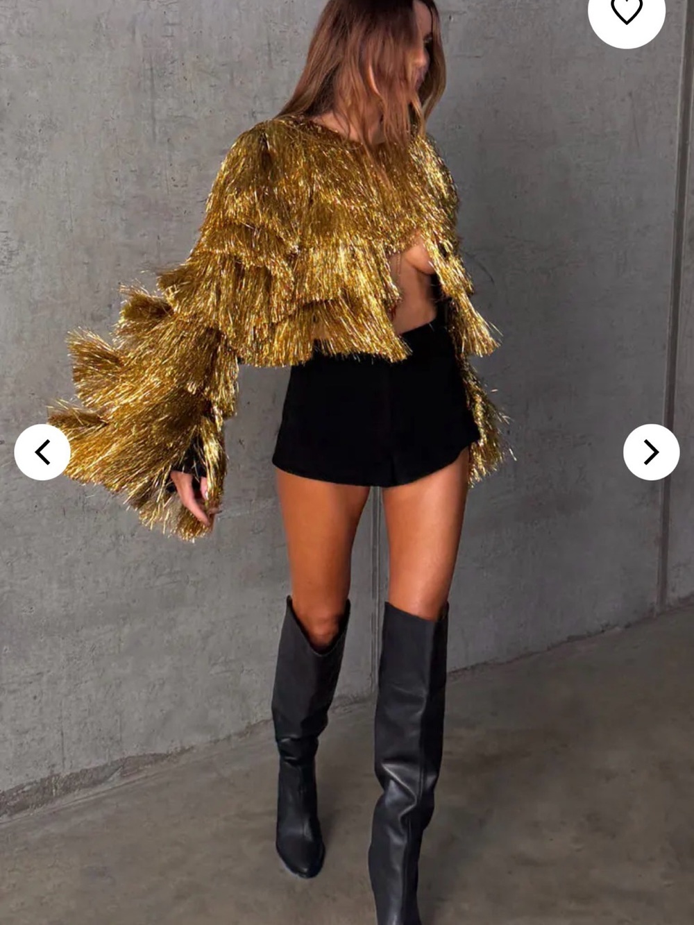 Never Fully Dressed Metallic Gold Tiered Fringe Blazer